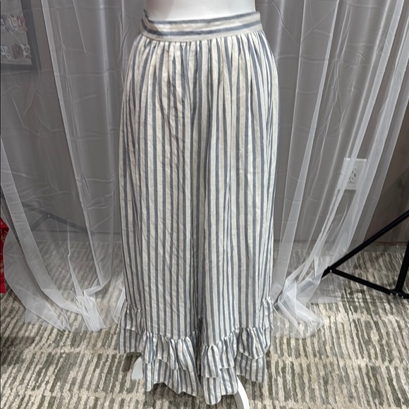 Listicle Blue and White Striped Maxi Skirt - Picture 1 of 4
